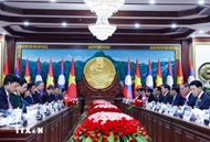 越共中央总书记苏林与老挝人革党中央总书记、国家主席通伦举行会谈